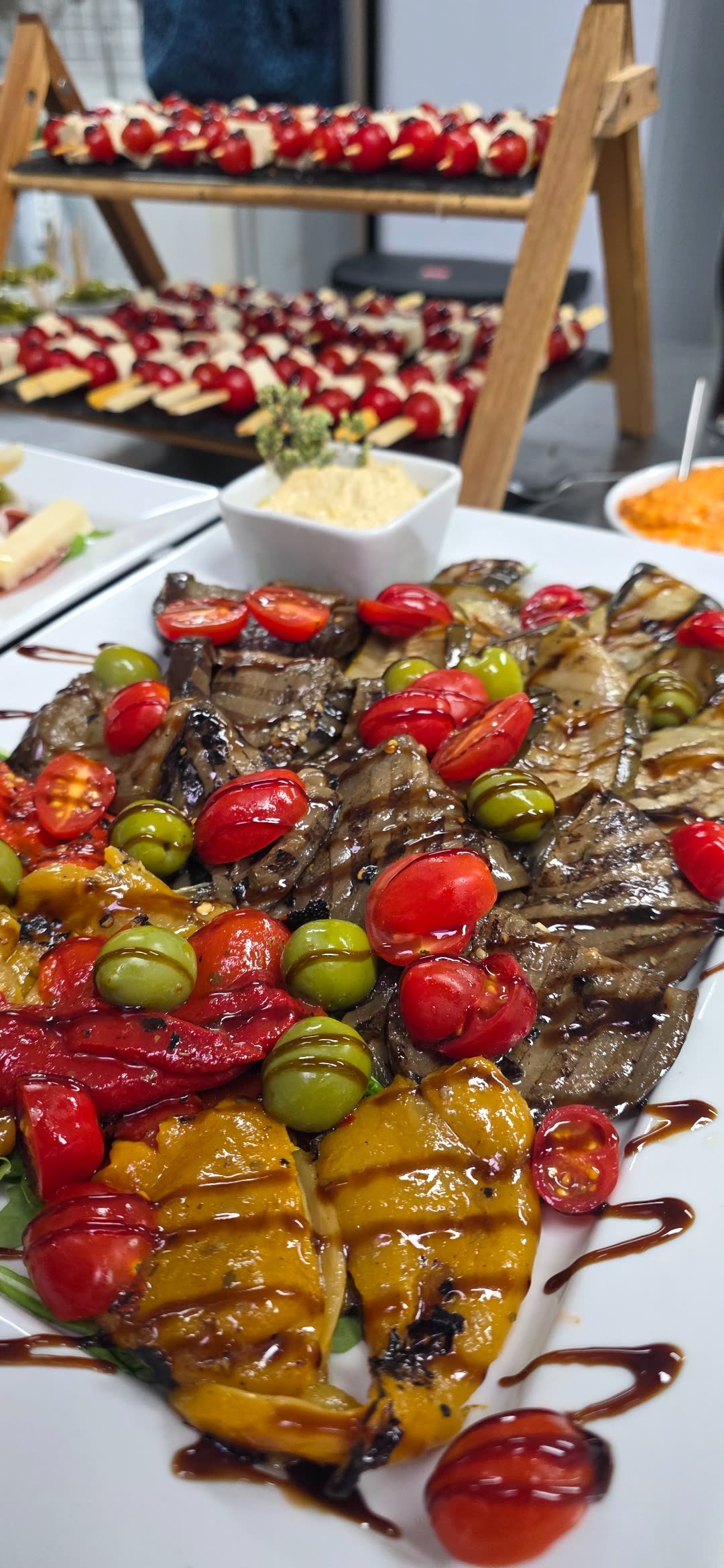 Delicate Italian antipasto platter for a baby shower or christening